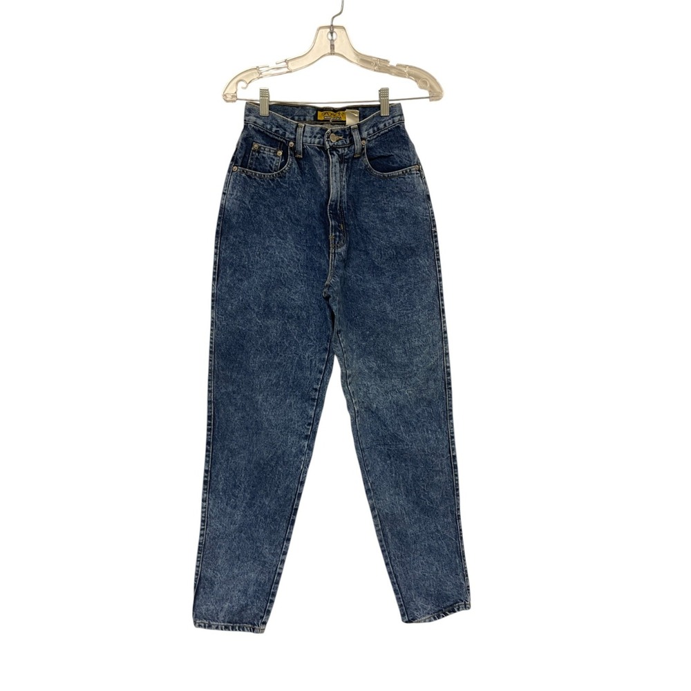 Sasson Vintage High Rise Mom Tapered Leg Jeans Size 8 Acid Wash Blue Denim